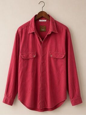 Vintage Western Red Striped 100% Cotton Button Up Shirt 90s Y2K Code Bleu
